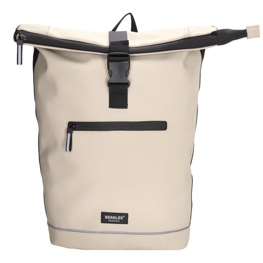 Rolltoprucksack 40x56cm in Helltaupe mit Klickverschluss - leder-accessoires.com