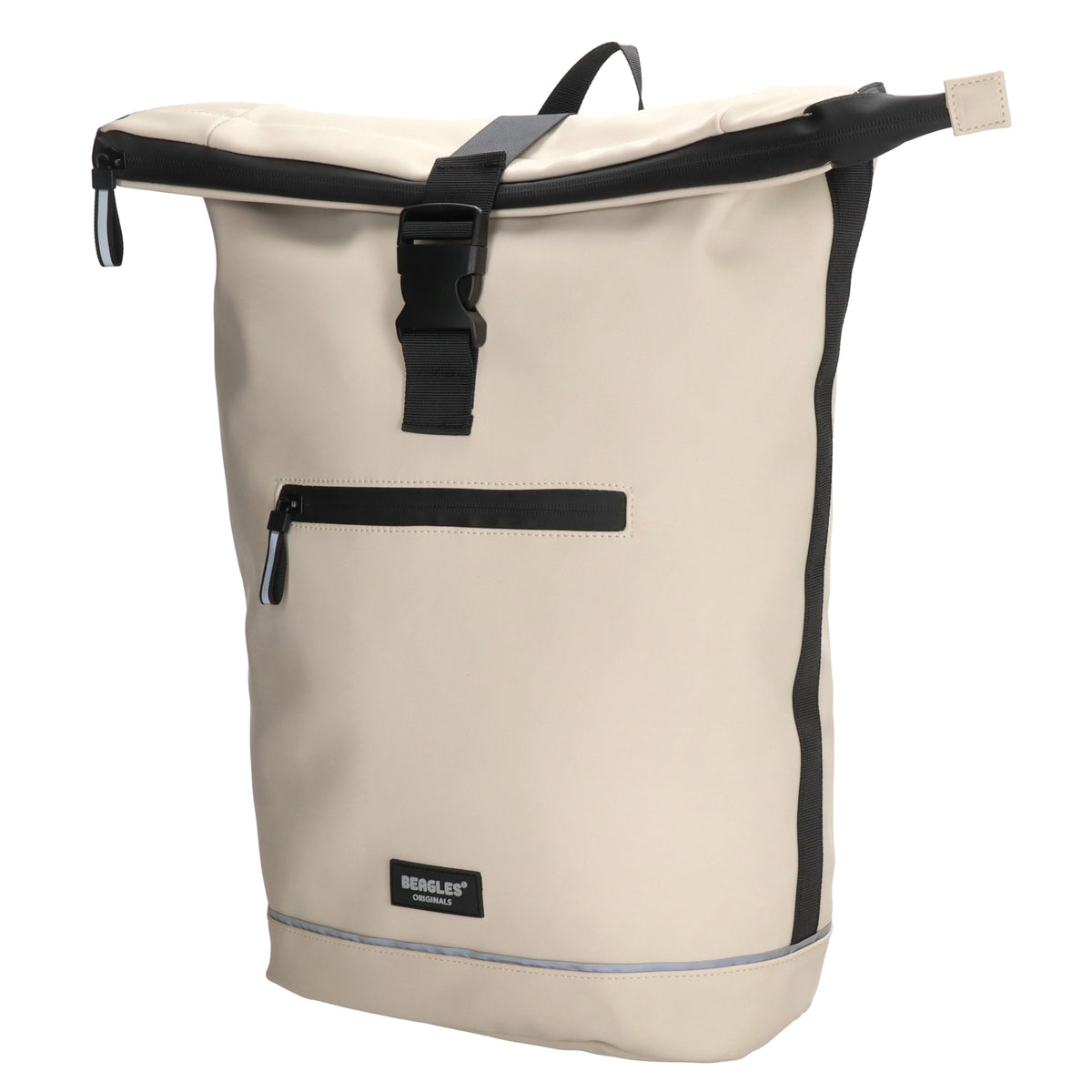 Rolltoprucksack 40x56cm in Helltaupe mit Klickverschluss - leder-accessoires.com