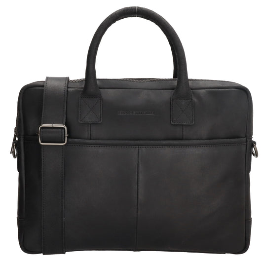 Businesstasche 39x31cm in Schwarz aus Leder mit Reißverschluss - leder-accessoires.com