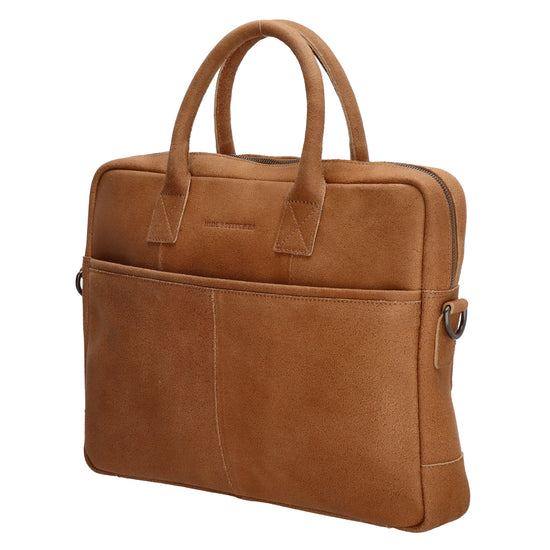 Businesstasche 39x31cm in Cognac aus Leder mit Reißverschluss - leder-accessoires.com