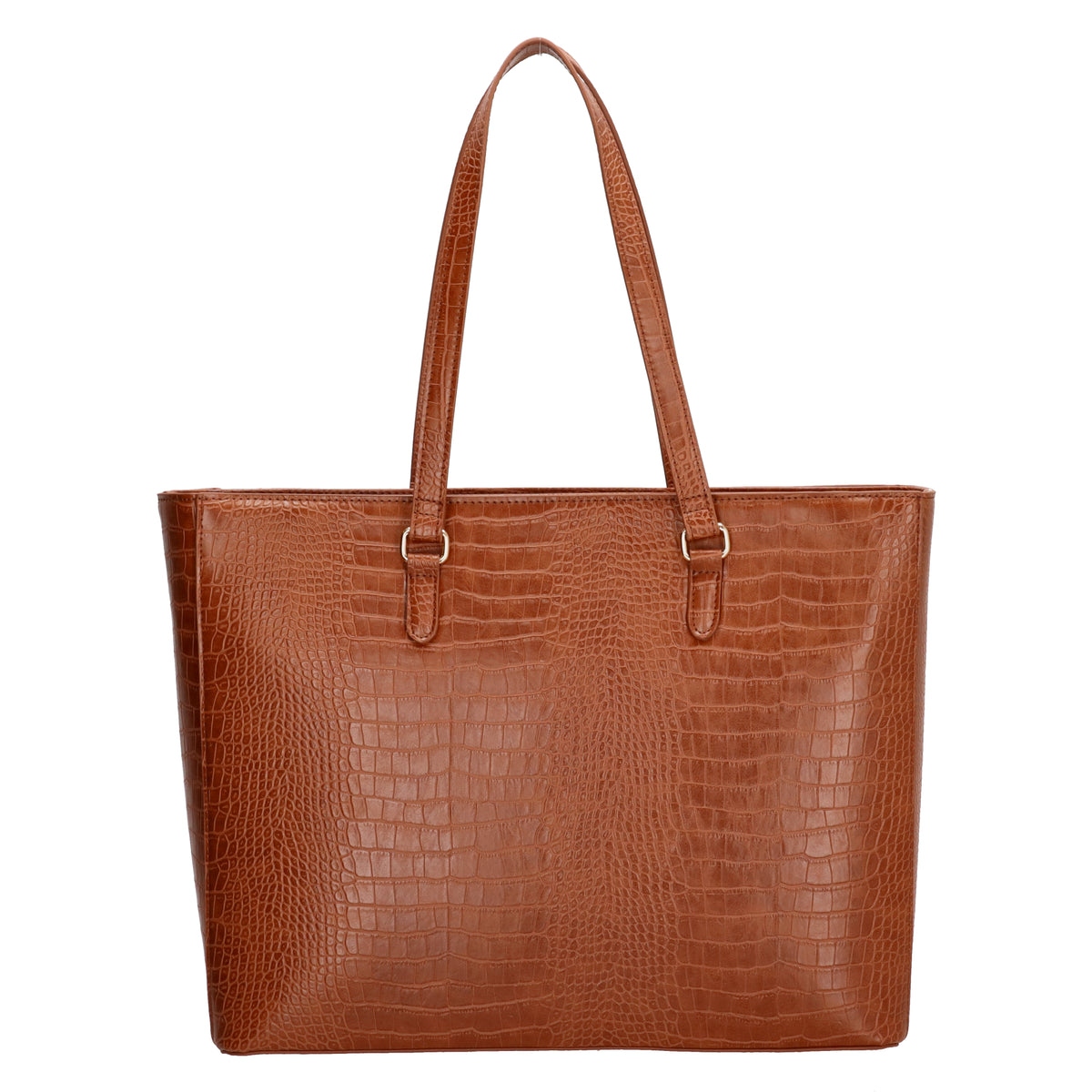 Shopper aus Kunstleder in Cognac 45,5x31,5cm mit Kroko-Optik - leder-accessoires.com