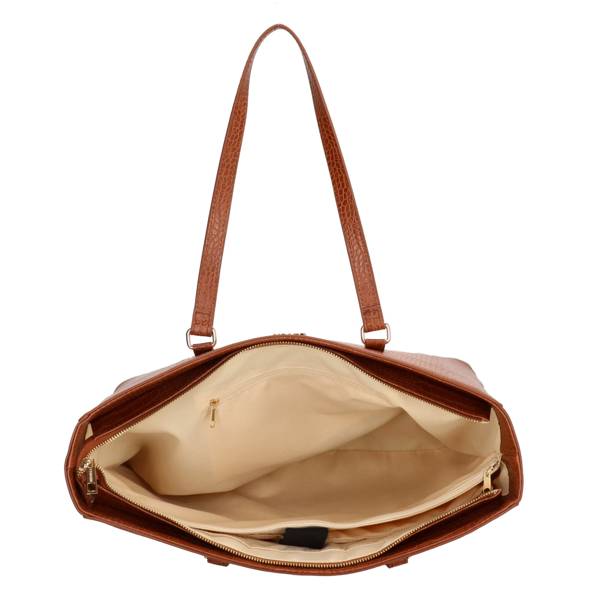 Shopper aus Kunstleder in Cognac 45,5x31,5cm mit Kroko-Optik - leder-accessoires.com