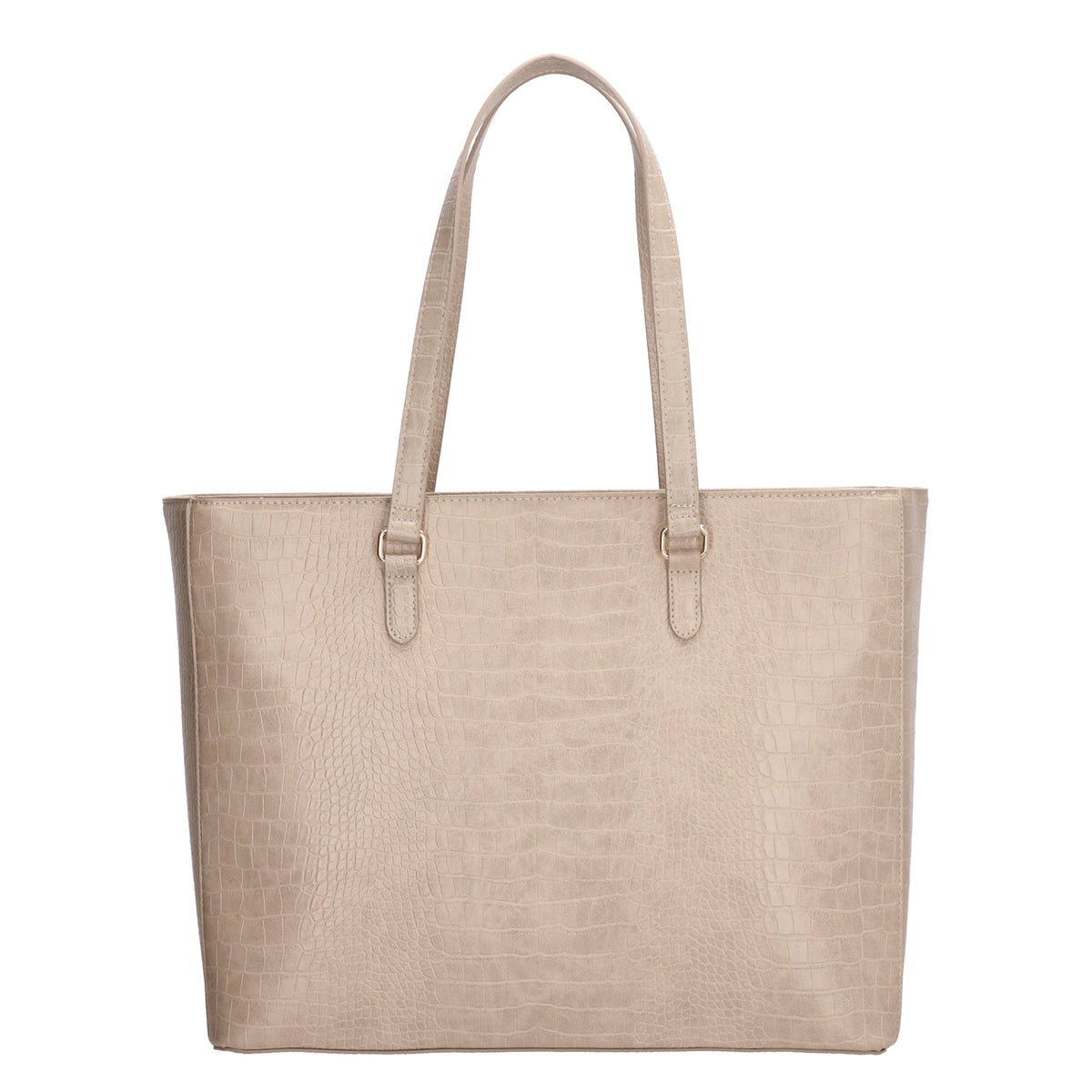 Shopper aus Kunstleder in Beige 45,5x31,5cm mit Kroko-Optik - leder-accessoires.com