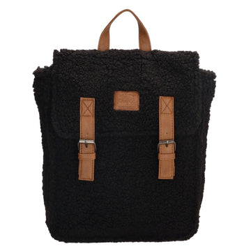 Teddyrucksack 25x31cm in Schwarz mit Überschlag - leder-accessoires.com