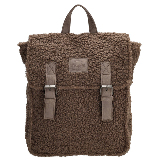 Teddyrucksack 25x31cm in Dunkeltaupe mit Überschlag - leder-accessoires.com