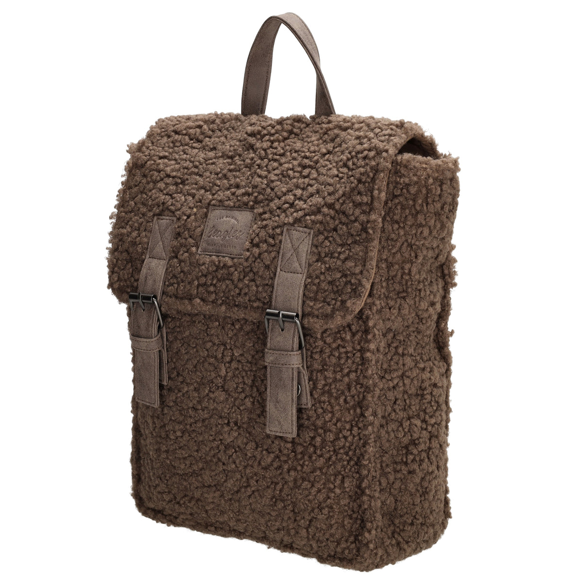 Teddyrucksack 25x31cm in Dunkeltaupe mit Überschlag - leder-accessoires.com