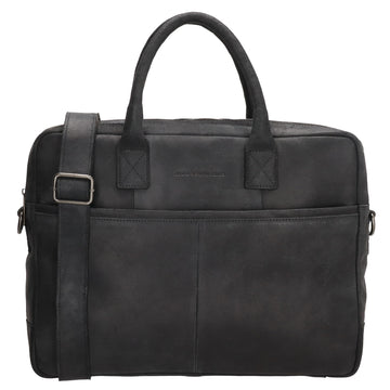 Businesstasche 40x33cm in Schwarz aus Leder mit Reißverschluss - leder-accessoires.com
