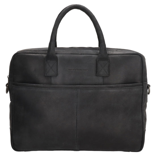 Businesstasche 40x33cm in Schwarz aus Leder mit Reißverschluss - leder-accessoires.com