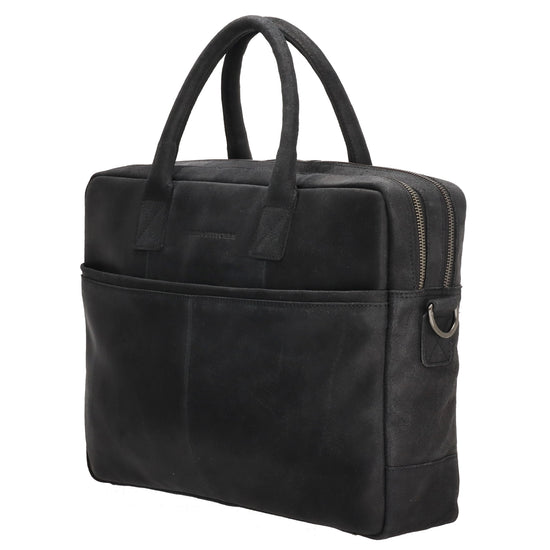 Businesstasche 40x33cm in Schwarz aus Leder mit Reißverschluss - leder-accessoires.com