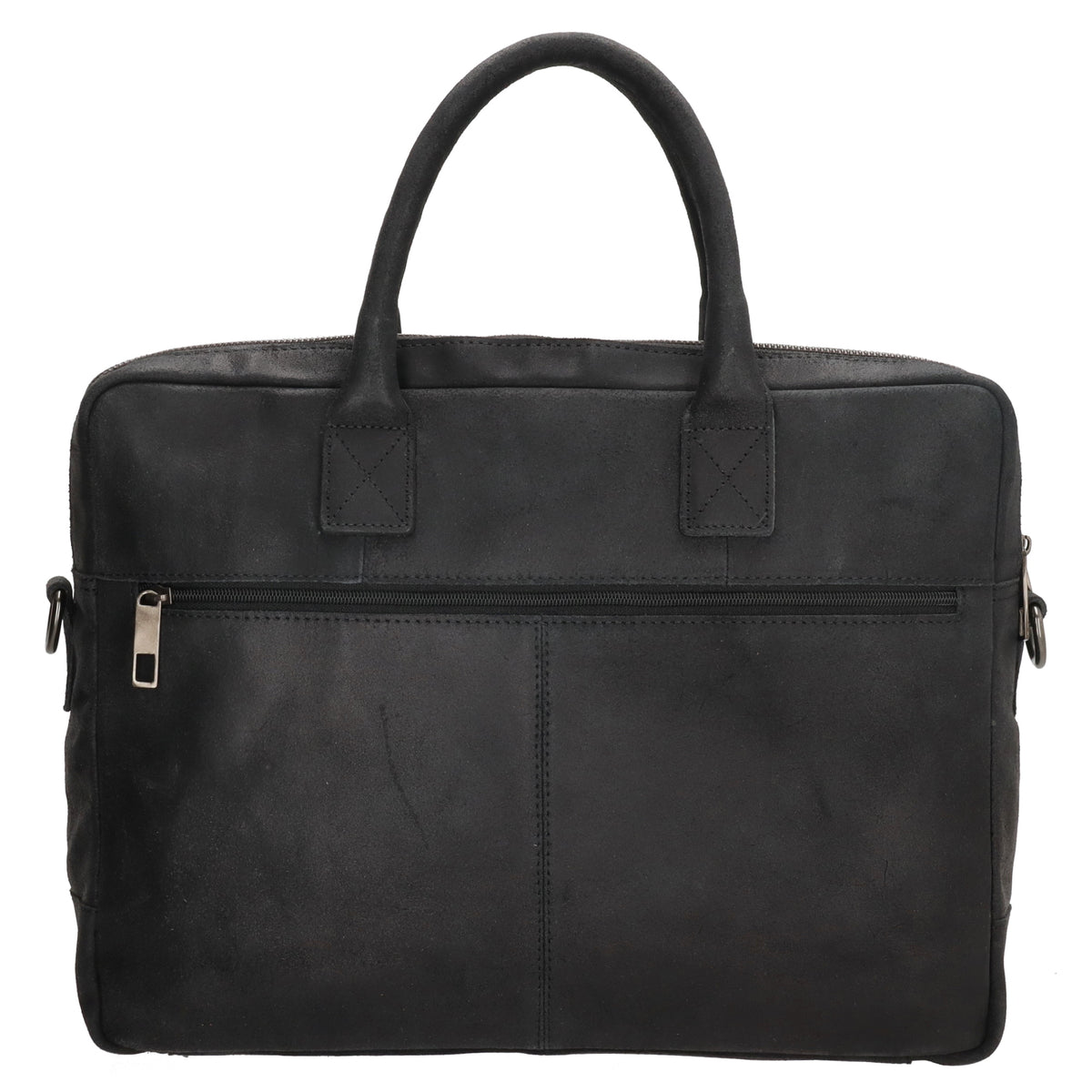 Businesstasche 40x33cm in Schwarz aus Leder mit Reißverschluss - leder-accessoires.com