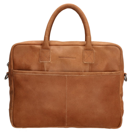 Businesstasche 40x33cm in Cognac aus Leder mit Reißverschluss - leder-accessoires.com