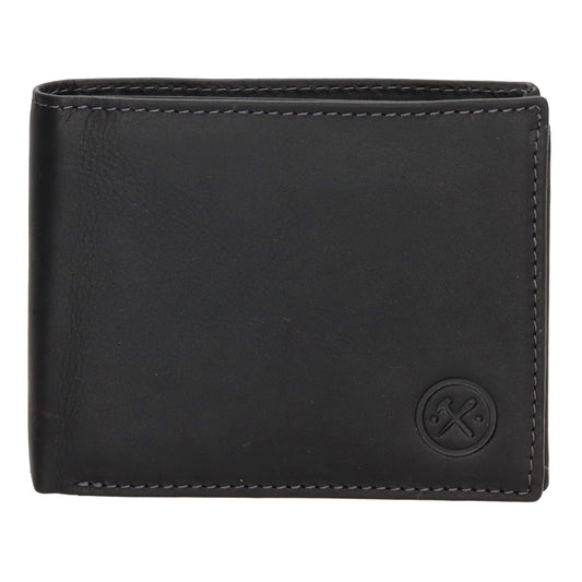 Geldbörse Querformat  9 x 11cm mit Reißverschluss in Schwarz aus Leder - leder-accessoires.com