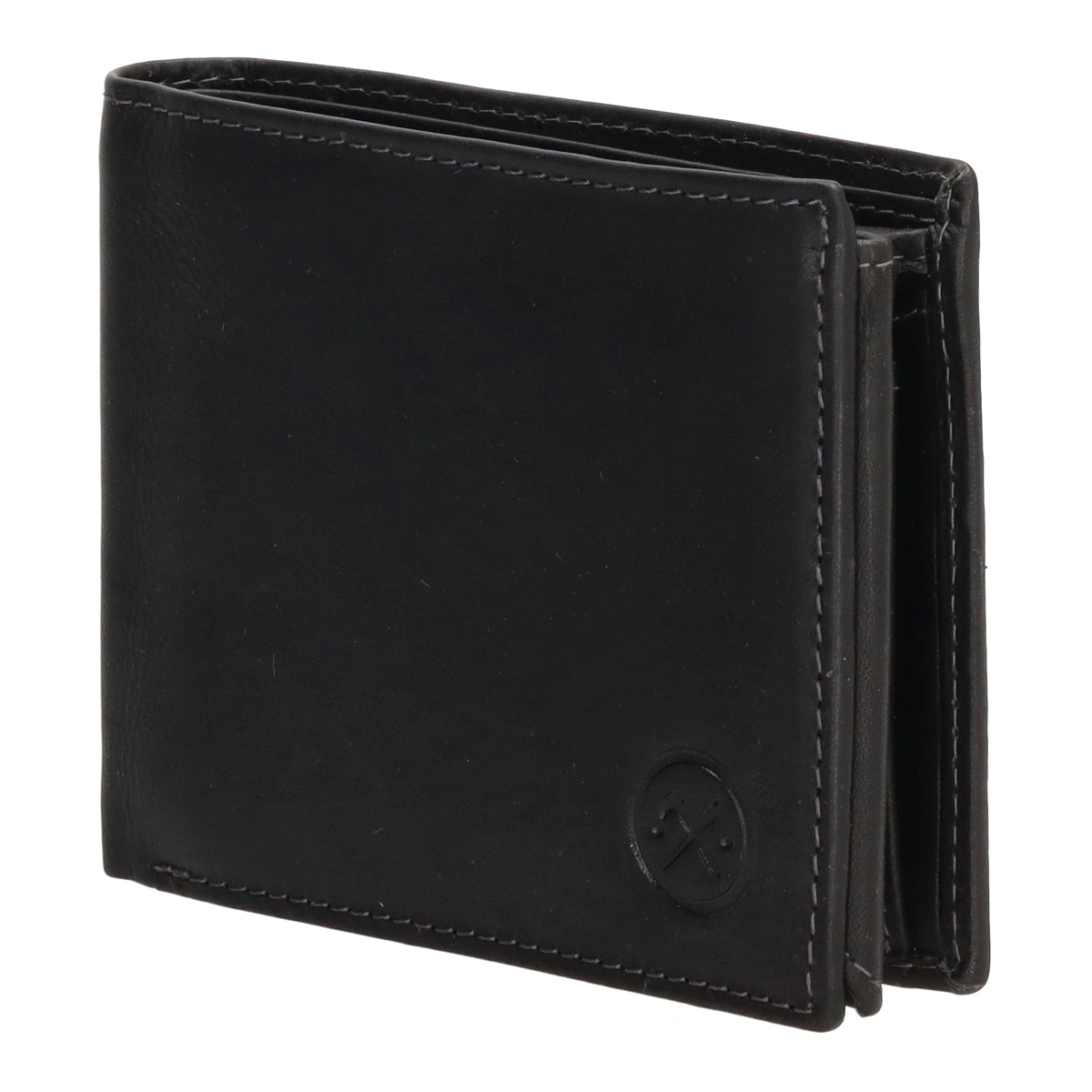 Geldbörse Querformat  9 x 11cm mit Reißverschluss in Schwarz aus Leder - leder-accessoires.com