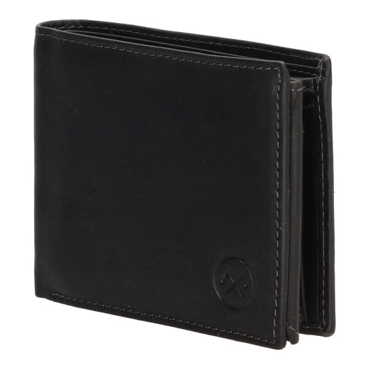 Geldbörse Querformat  9 x 11cm mit Reißverschluss in Schwarz aus Leder - leder-accessoires.com