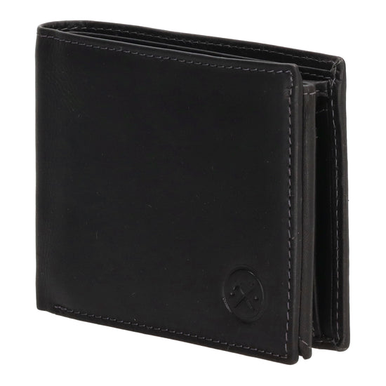 Geldbörse Querformat 9x11,5cm in Schwarz mit Riegel innen aus Leder - leder-accessoires.com