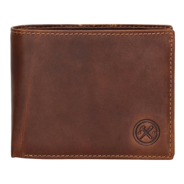 Geldbörse Querformat 9x11cm mit Reißverschluss in Cognac aus Leder - leder-accessoires.com