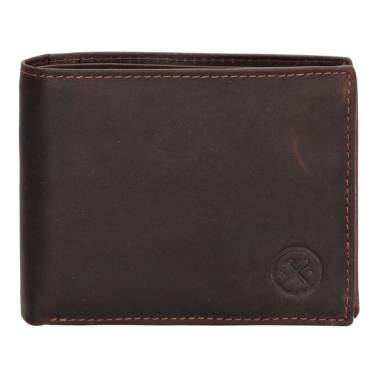 Geldbörse Querformat 9 x 11cm mit Reißverschluss in Braun aus Leder - leder-accessoires.com