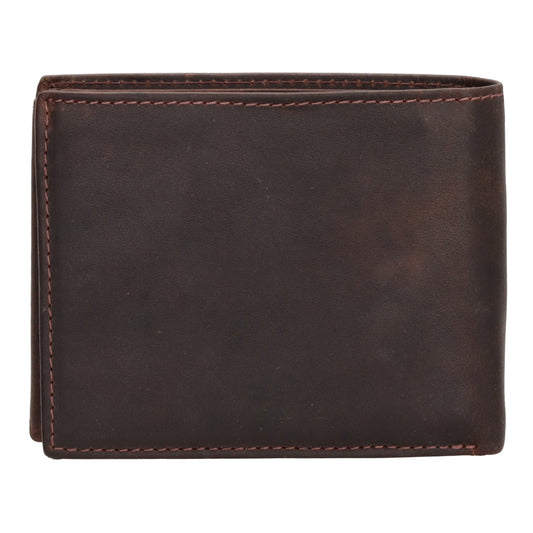 Geldbörse Querformat 9x11,5cm in Braun mit Riegel innen aus Leder - leder-accessoires.com