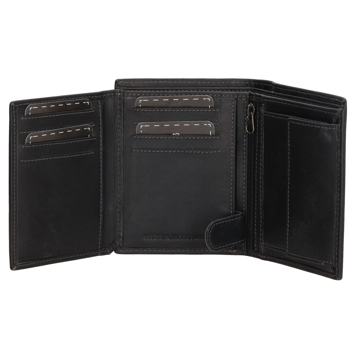 Geldbörse Hochformat 9x12cm in Schwarz mit Riegel innen aus Leder - leder-accessoires.com