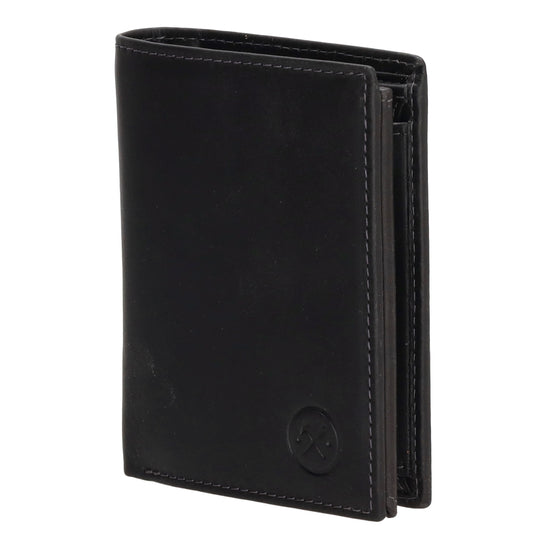 Geldbörse Hochformat 12 x 9cm mit Riegel in Schwarz aus Leder - leder-accessoires.com