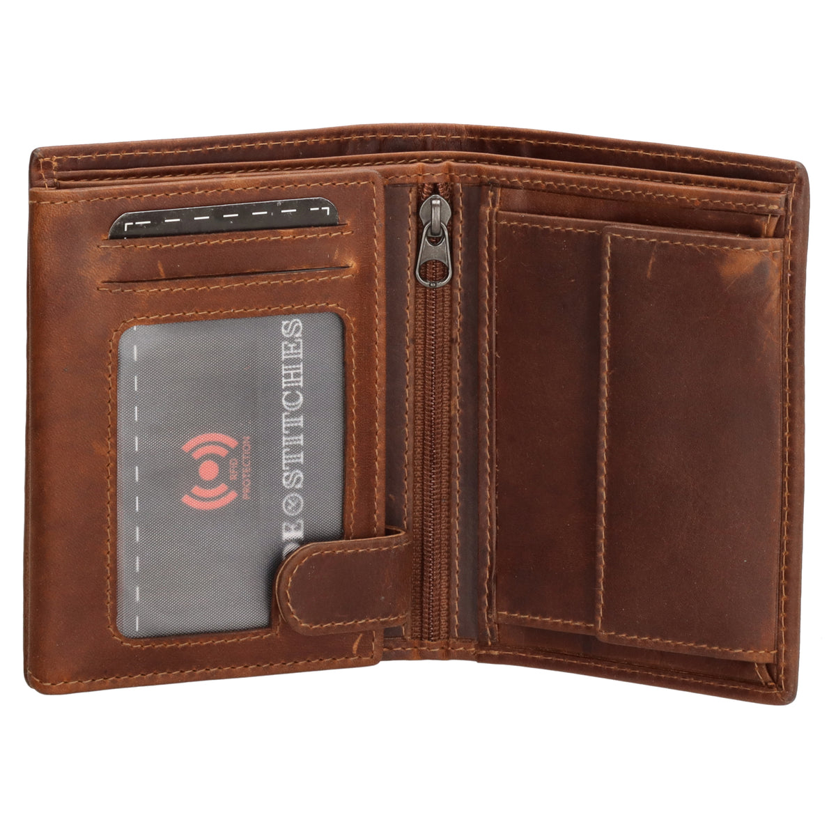 Geldbörse Hochformat 12 x 9cm mit Riegel in Cognac aus Leder - leder-accessoires.com