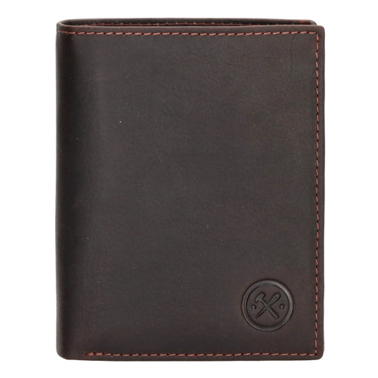 Geldbörse Hochformat 12 x 9cm mit Riegel in Braun aus Leder - leder-accessoires.com