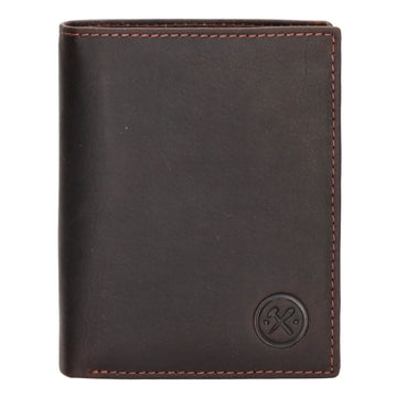 Geldbörse Hochformat 12 x 9cm mit Riegel in Braun aus Leder - leder-accessoires.com