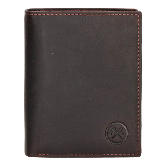 Geldbörse Hochformat 12 x 9cm mit Riegel in Braun aus Leder - leder-accessoires.com