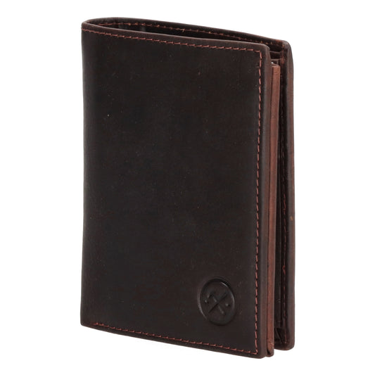 Geldbörse Hochformat 12 x 9cm mit Riegel in Braun aus Leder - leder-accessoires.com