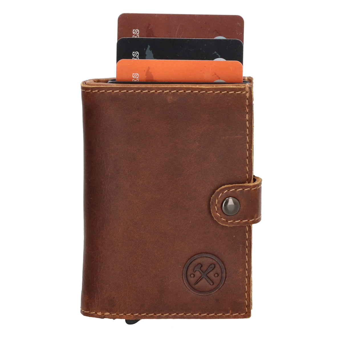 Safety Wallet | Börse 10 x 7cm in Cognac - leder-accessoires.com