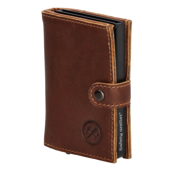 Safety Wallet | Börse 10 x 7cm in Cognac - leder-accessoires.com