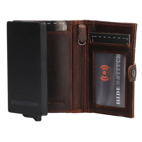 Safety Wallet | Börse 10 x 7cm in Braun - leder-accessoires.com