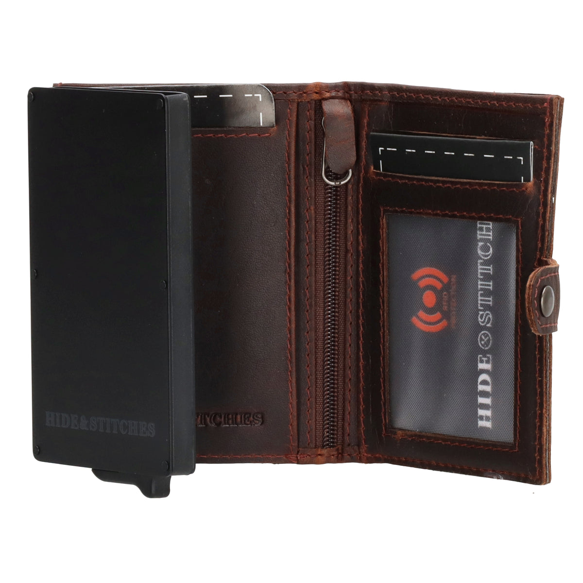 Safety Wallet | Börse 10 x 7cm in Braun - leder-accessoires.com