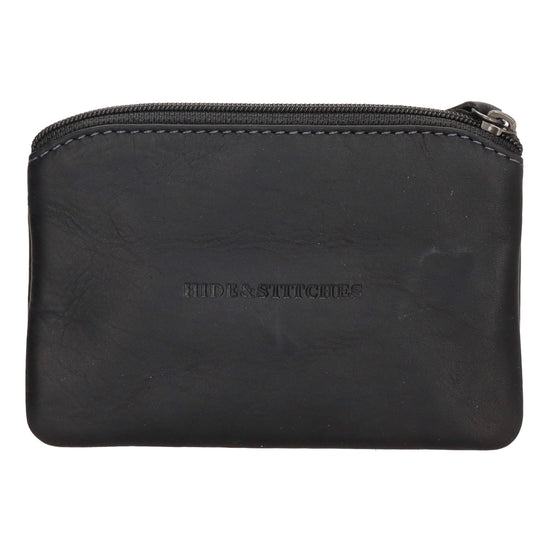 Schlüsseletui 11,2x8cm in Schwarz aus Leder mit Vortasche - leder-accessoires.com