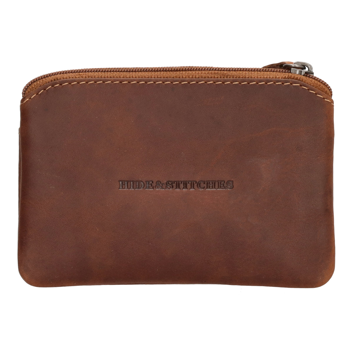Schlüsseletui 11,2x8cm in Cognac aus Leder mit Vortasche - leder-accessoires.com