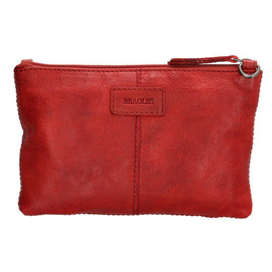 Umhängetasche 21 x 13cm in Rot aus Leder mit Reißverschluss - leder-accessoires.com