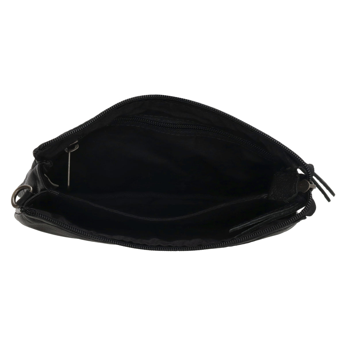 Schultertasche 19x14cm in Schwarz aus Leder mit Reißverschluss - leder-accessoires.com