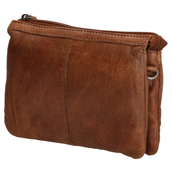 Schultertasche 19x14cm in Cognac aus Leder mit Reißverschluss - leder-accessoires.com
