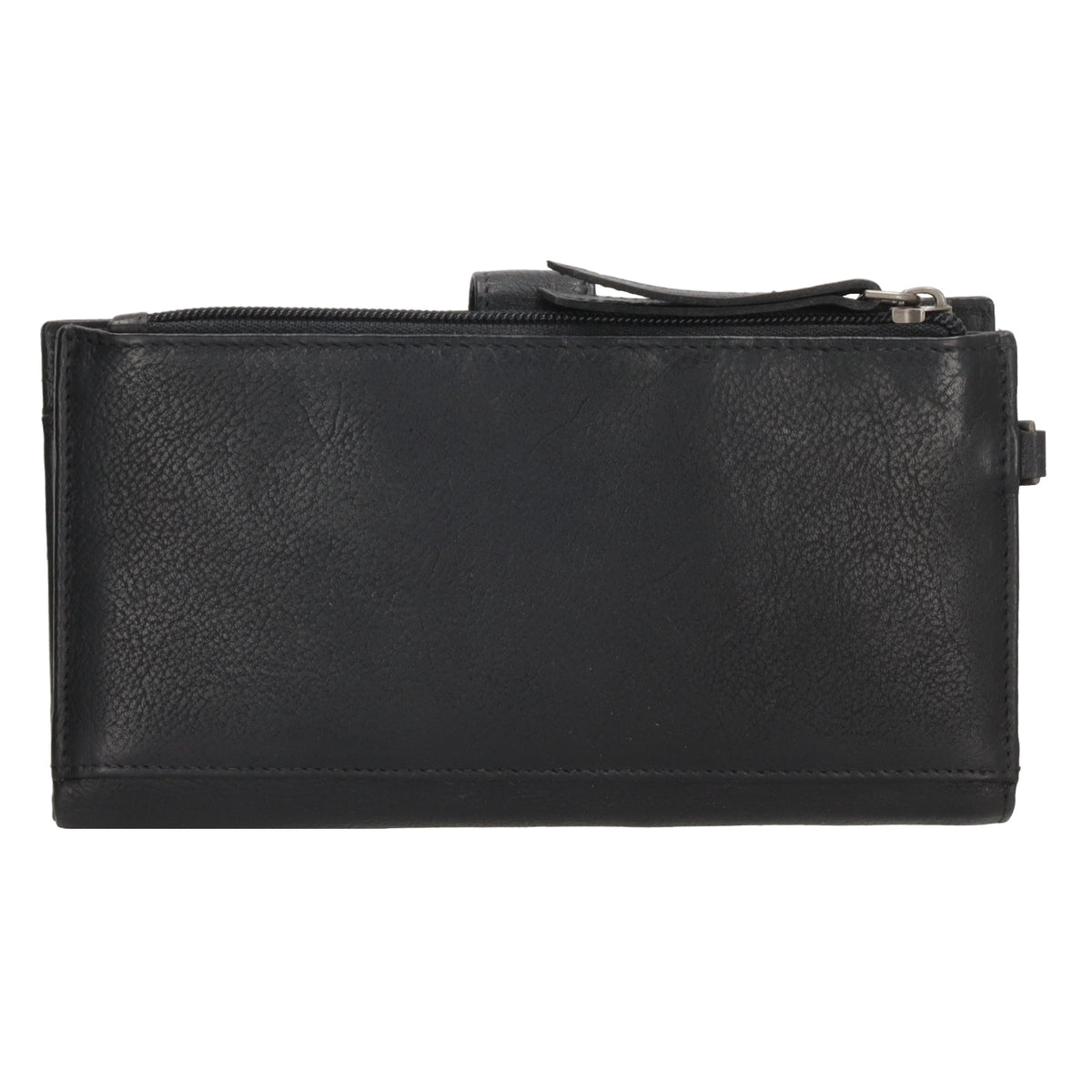 Lederbörse 18,5x10cm mit Handyfach in Schwarz und Riegel - leder-accessoires.com