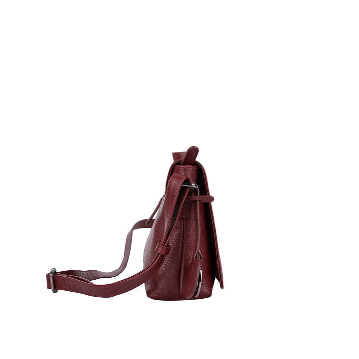Umhängetasche Querformat aus Leder in Rot mit Überschlag - leder-accessoires.com