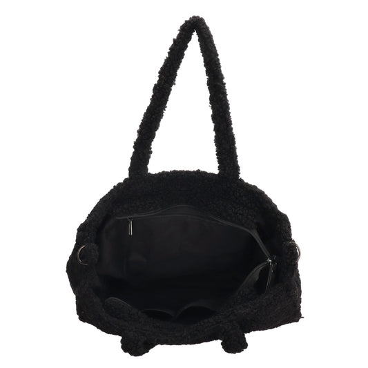 Teddytasche 37x32cm in Schwarz mit Reißverschluss - leder-accessoires.com