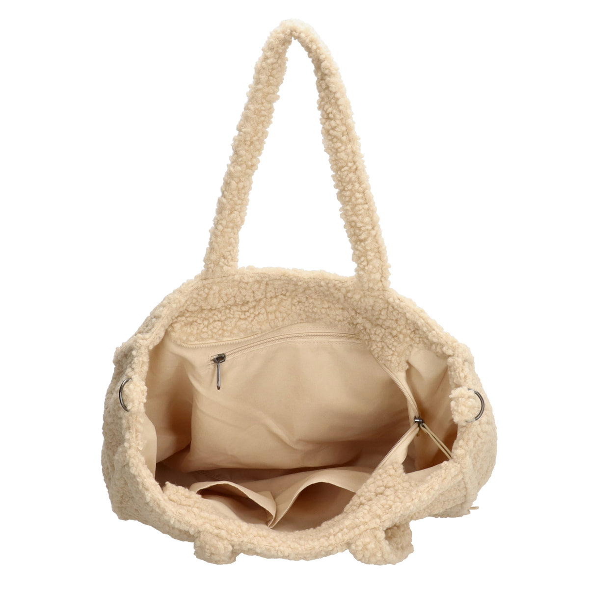 Teddytasche 37x32cm in Creme|Beige mit Reißverschluss - leder-accessoires.com
