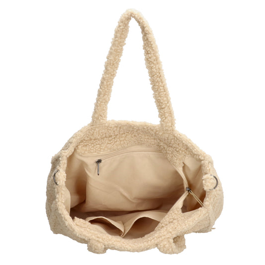 Teddytasche 37x32cm in Creme|Beige mit Reißverschluss - leder-accessoires.com