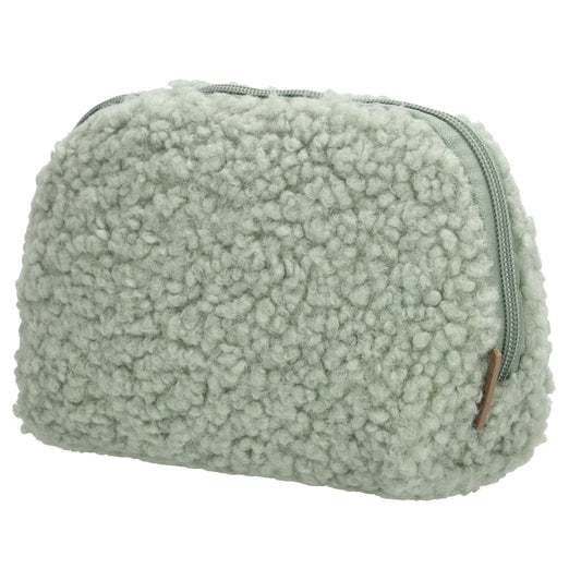 Schmuck-| Kulturtasche 26 x 6,5cm Mint aus Teddyfell - leder-accessoires.com