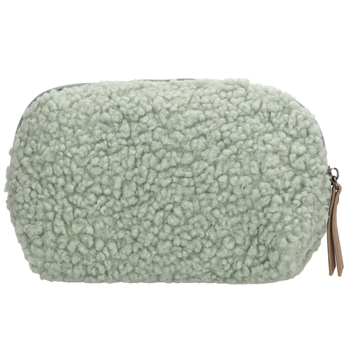 Schmuck-| Kulturtasche 26 x 6,5cm Mint aus Teddyfell - leder-accessoires.com