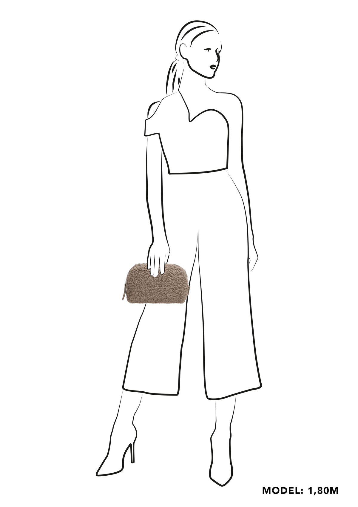 Schmuck-| Kulturtasche 26 x 6,5cm in Taupe aus Teddyfell - leder-accessoires.com