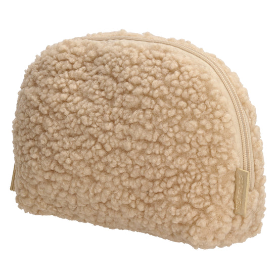 Schmuck-| Kulturtasche 26 x 6,5cm in Beige aus Teddyfell - leder-accessoires.com