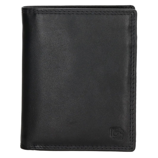 Herren Geldbörse 9 x 12cm aus Vollrindleder – Schwarz | Hochformat