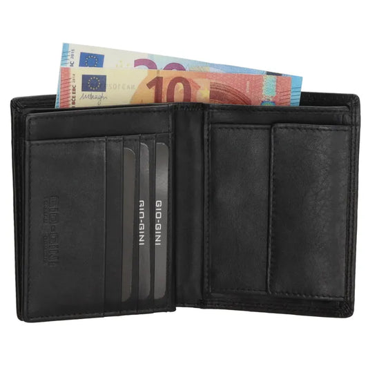 Herren Geldbörse 9 x 12cm aus Vollrindleder – Schwarz | Hochformat