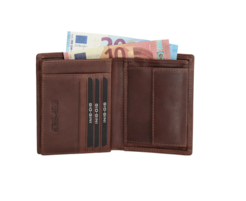 Geldbörse Hochformat 12 x 9cm in Braun aus Leder - leder-accessoires.com